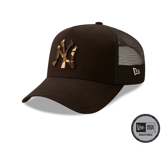 New Era New York Yankees MLB Camo Infill Black 9FORTY A-Frame Trucker Unisex Şapka 60222260